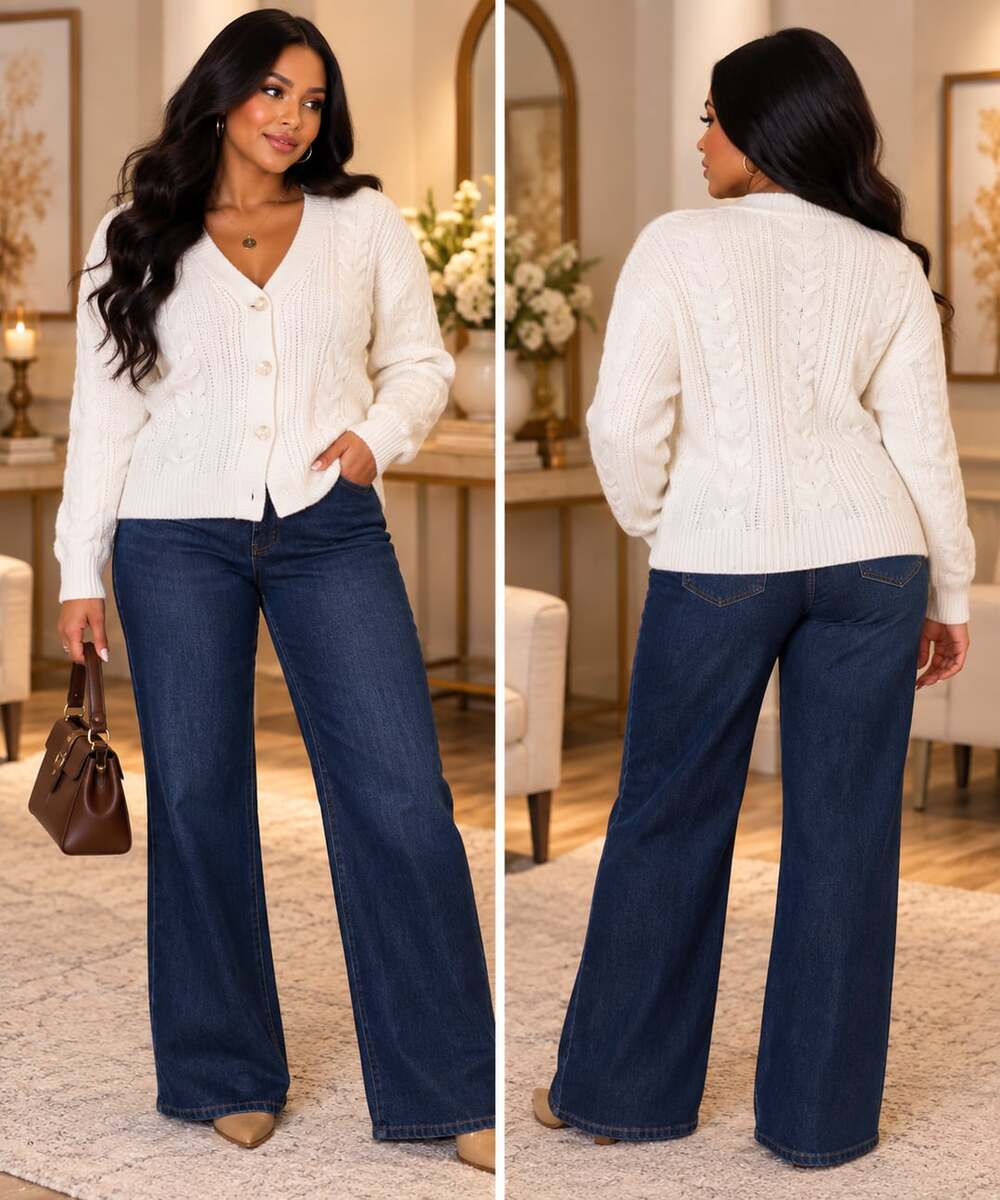 Coastal Preppy Ivory Cable Knit Button Cardigan Universal Thread Small